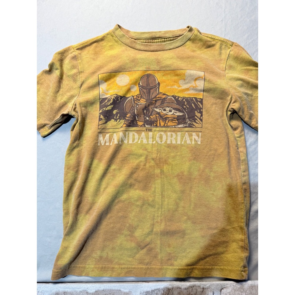 Star Wars The Mandalorian Kids Shirt Mad‎ Engine Grogu Baby Yoda Tie Dye Size 8